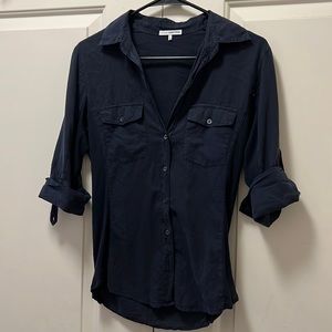 James Perse navy blue cotton camp shirt. Gently worn no flaws.